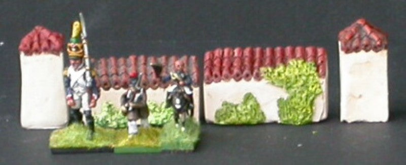 MUR13 2 poteaux 2 sections de murs bas tuilés