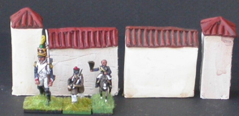 MUR6 2 poteaux 2 sections de grands murs droits tuilés